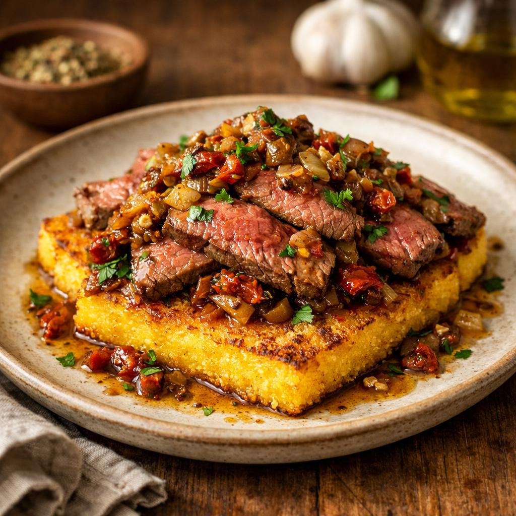 Sauté bœuf cèpes polenta