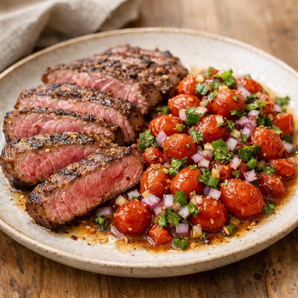 Steak de boeuf mariné