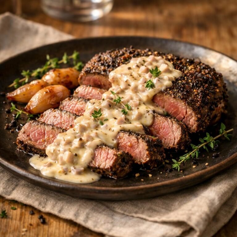 Steak poêlé au poivre