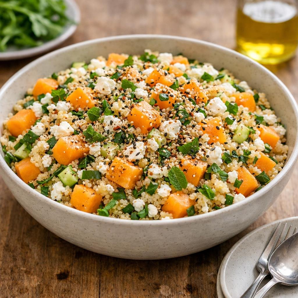 Taboulé quinoa melon feta