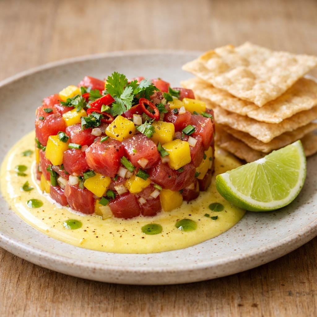 Tartare de thon mangue