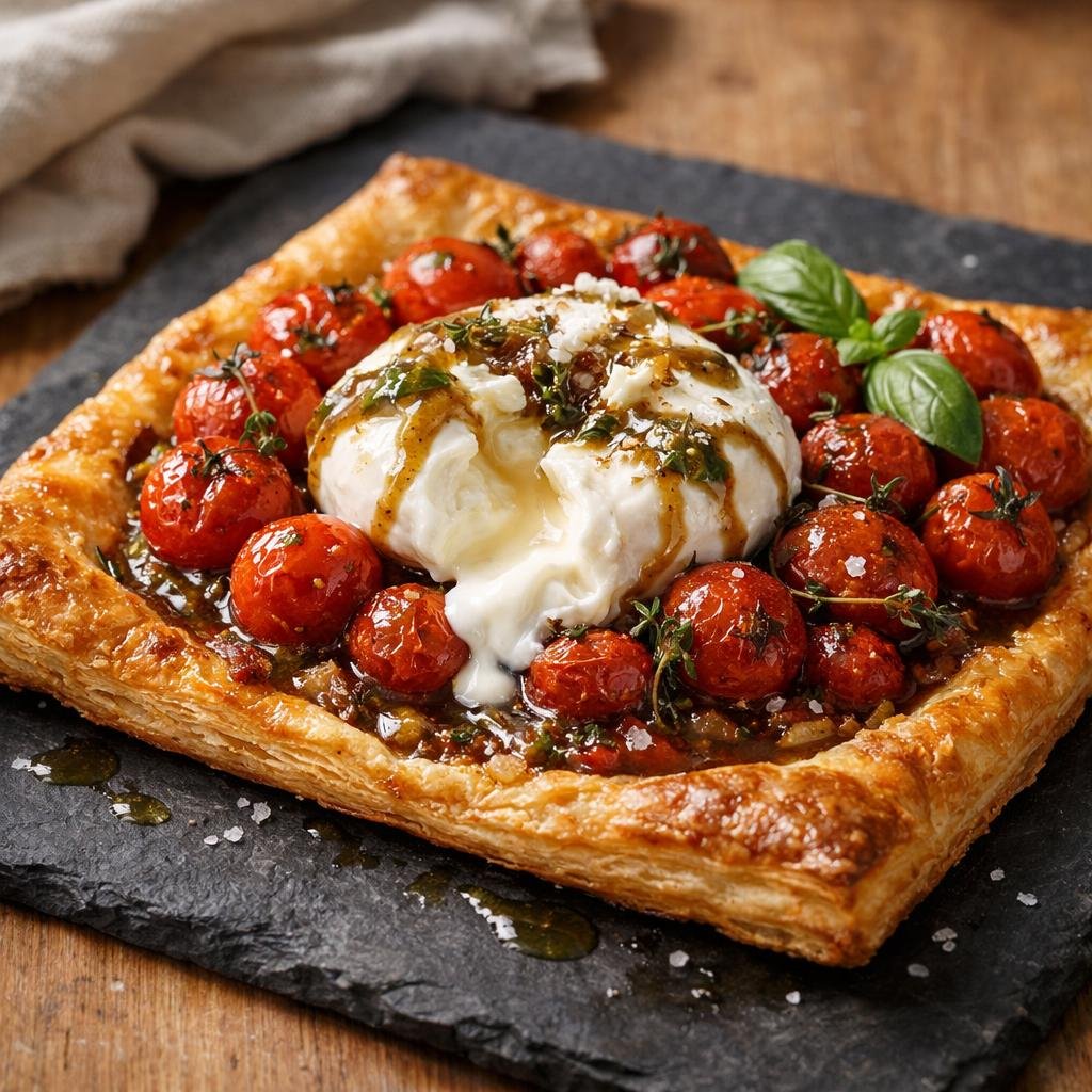Tarte fine tomates burrata