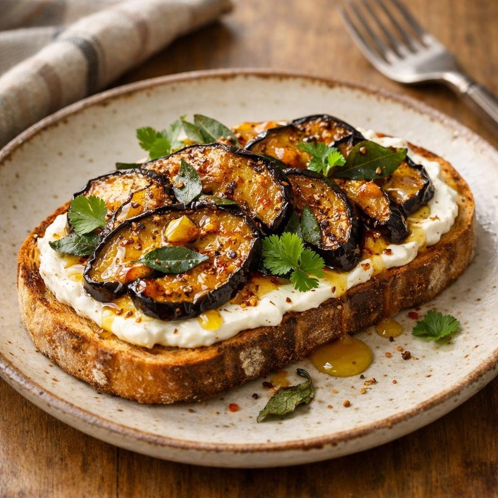 Tartine aubergine kaloupilé