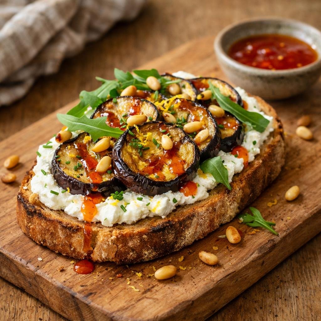 Tartine aubergine ricotta
