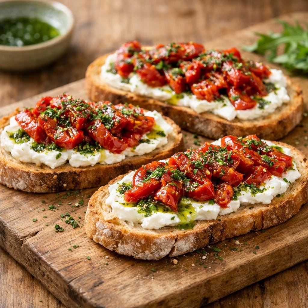 Tartines chèvre tomate persil