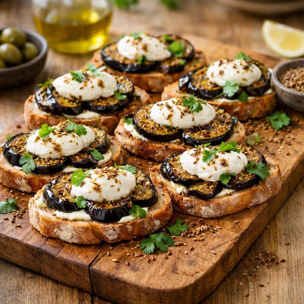 tartines aubergine cumin