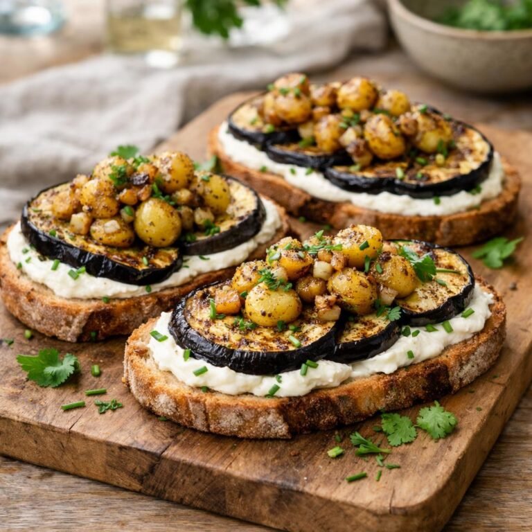 Tartines aubergine labneh