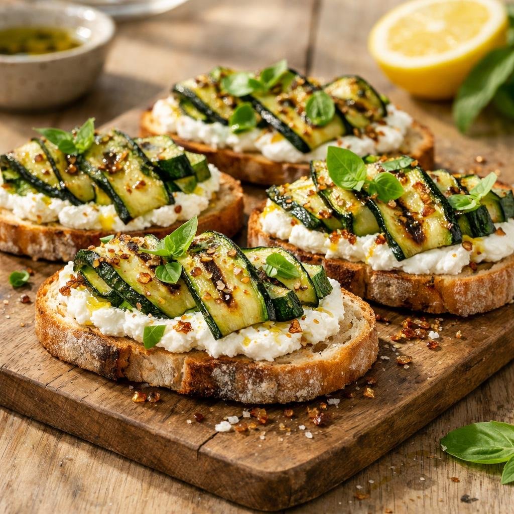 tartines ricotta courgette
