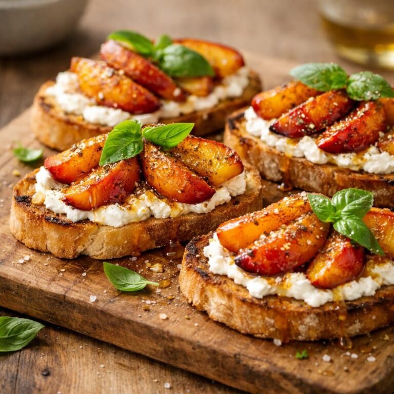 Tartines ricotta pêches