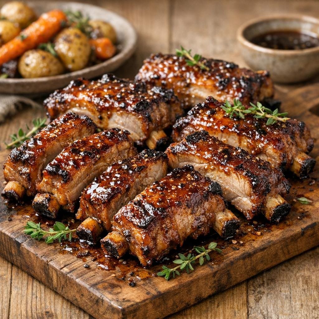 Travers de porc glacés