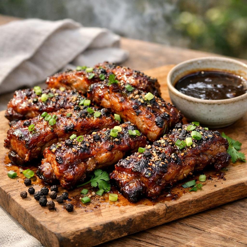 Travers de porc laqués