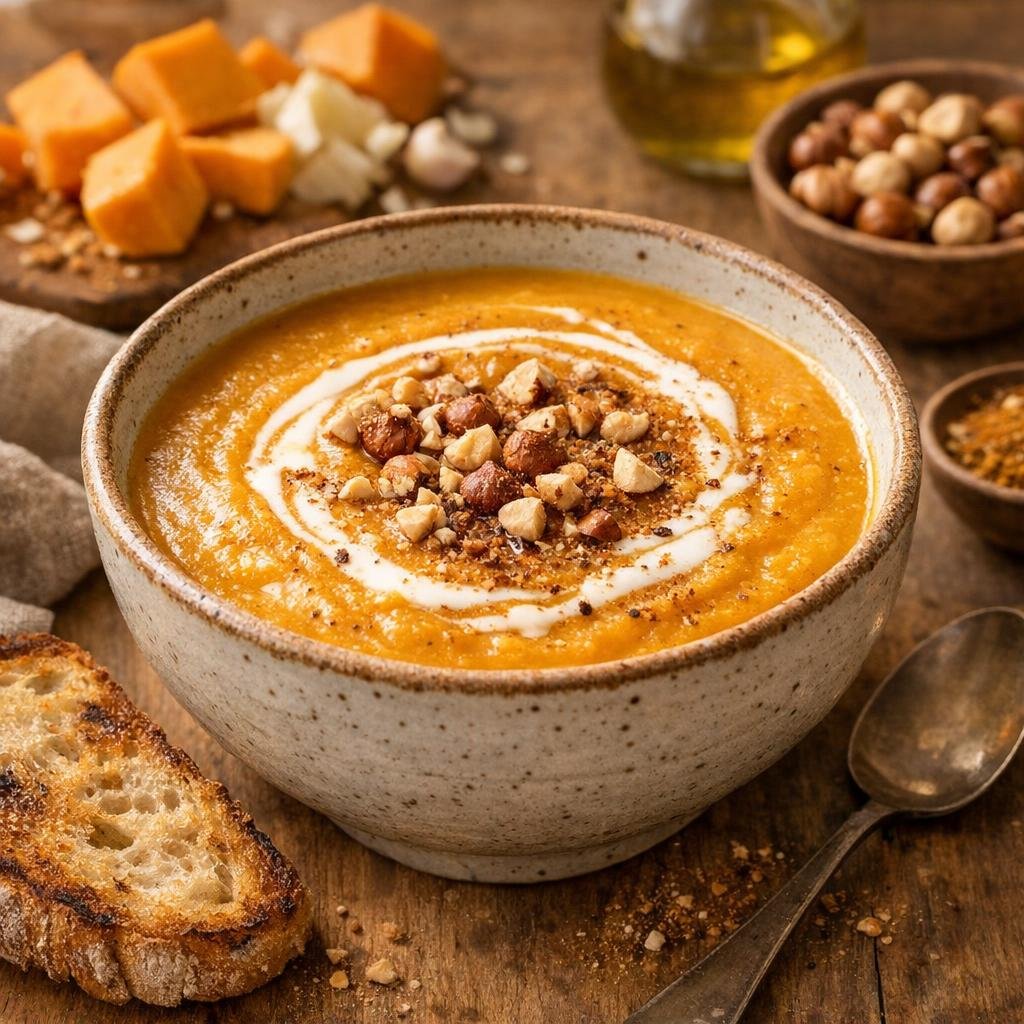 Velouté potimarron épicé à la Citrouille Dorée avec Assemblage Citrouille Dorée
