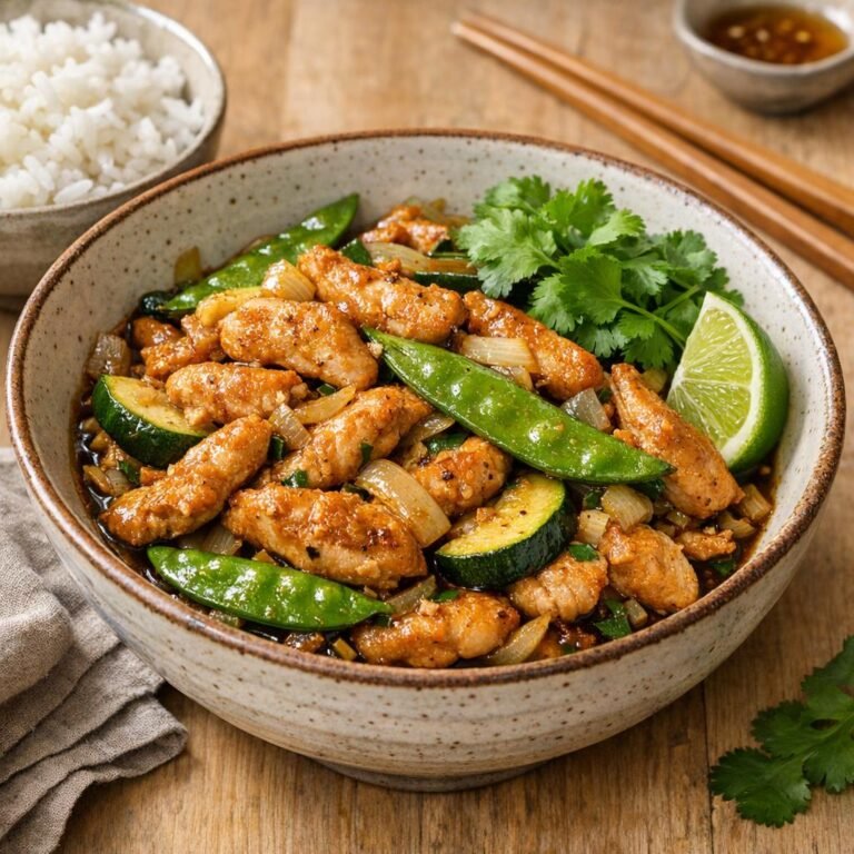 Wok poulet gourmand aux légumes sautés, parfumé avec Wok Gourmand