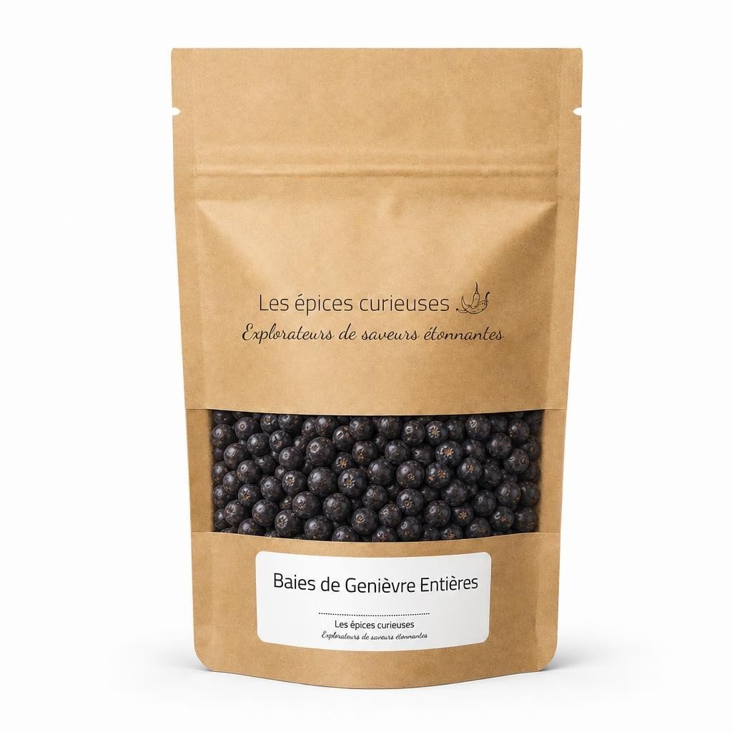 Baies de Genièvre Entières - Packaging - Les Épices Curieuses