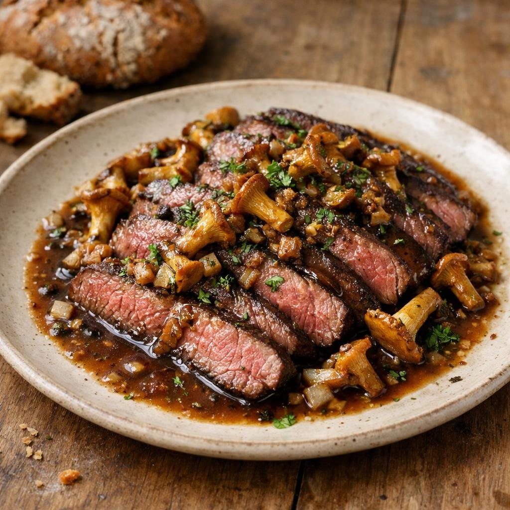 Bavette snackée girolles