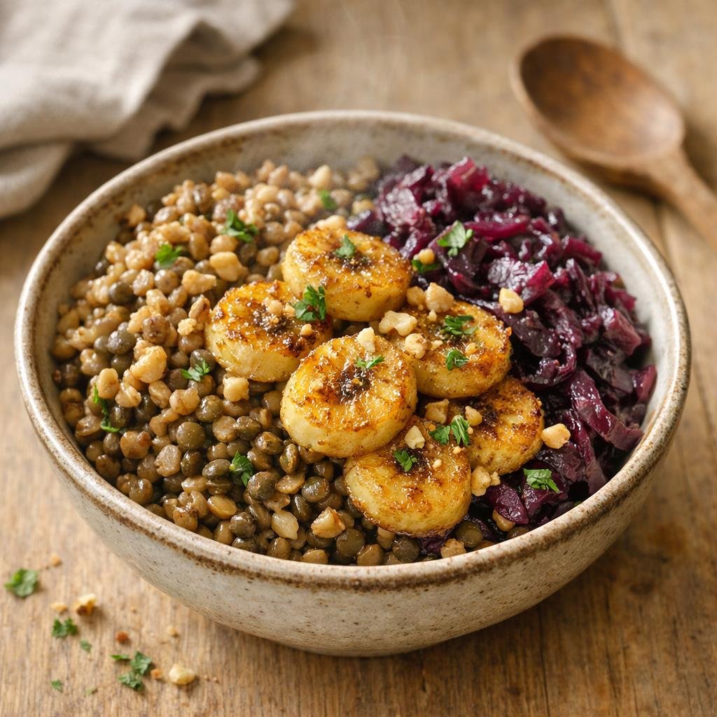 Bowl épeautre lentilles banane