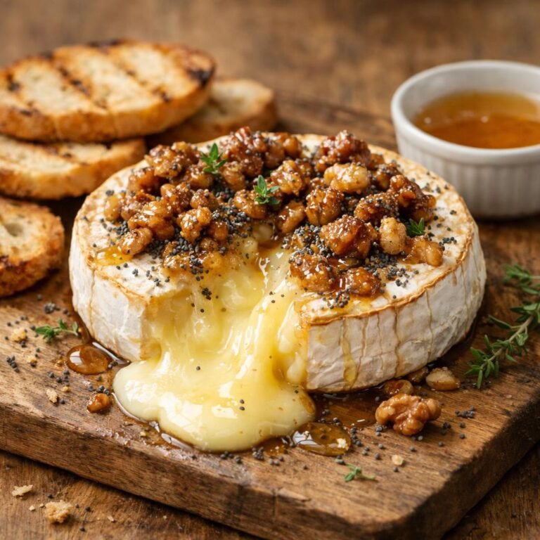 Brie rôti miel pavot