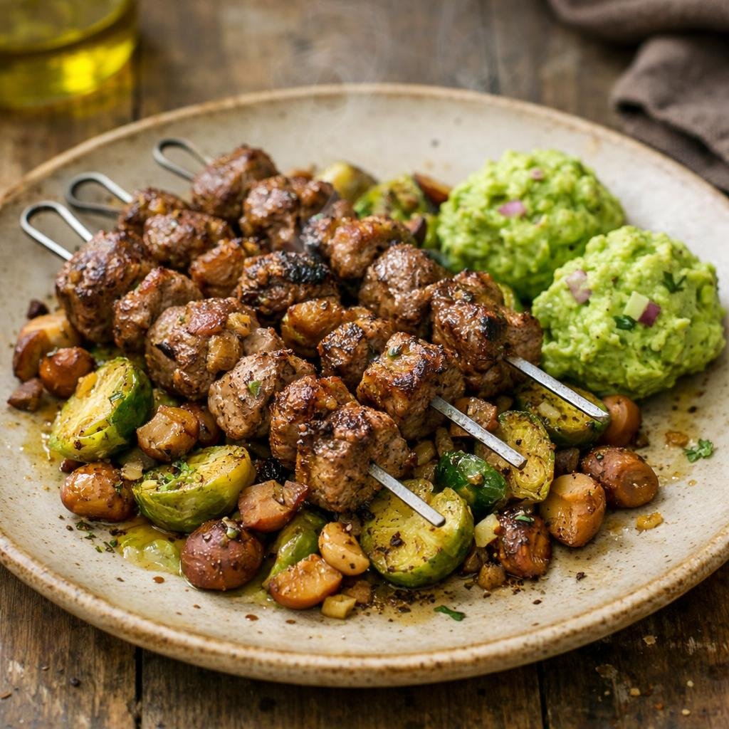 Brochettes agneau guacamole