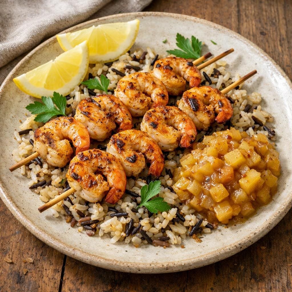 Brochettes crevettes Nokoss