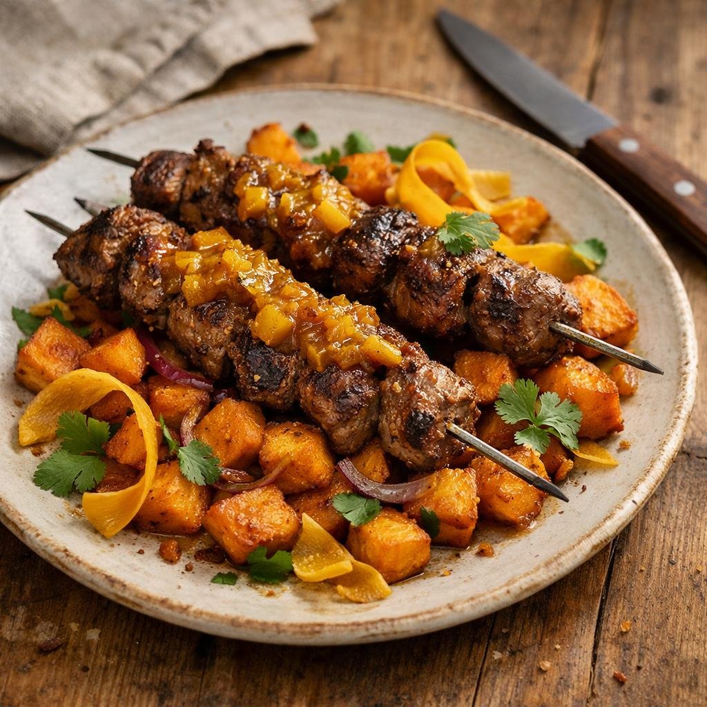 Brochettes d'agneau à la mangue