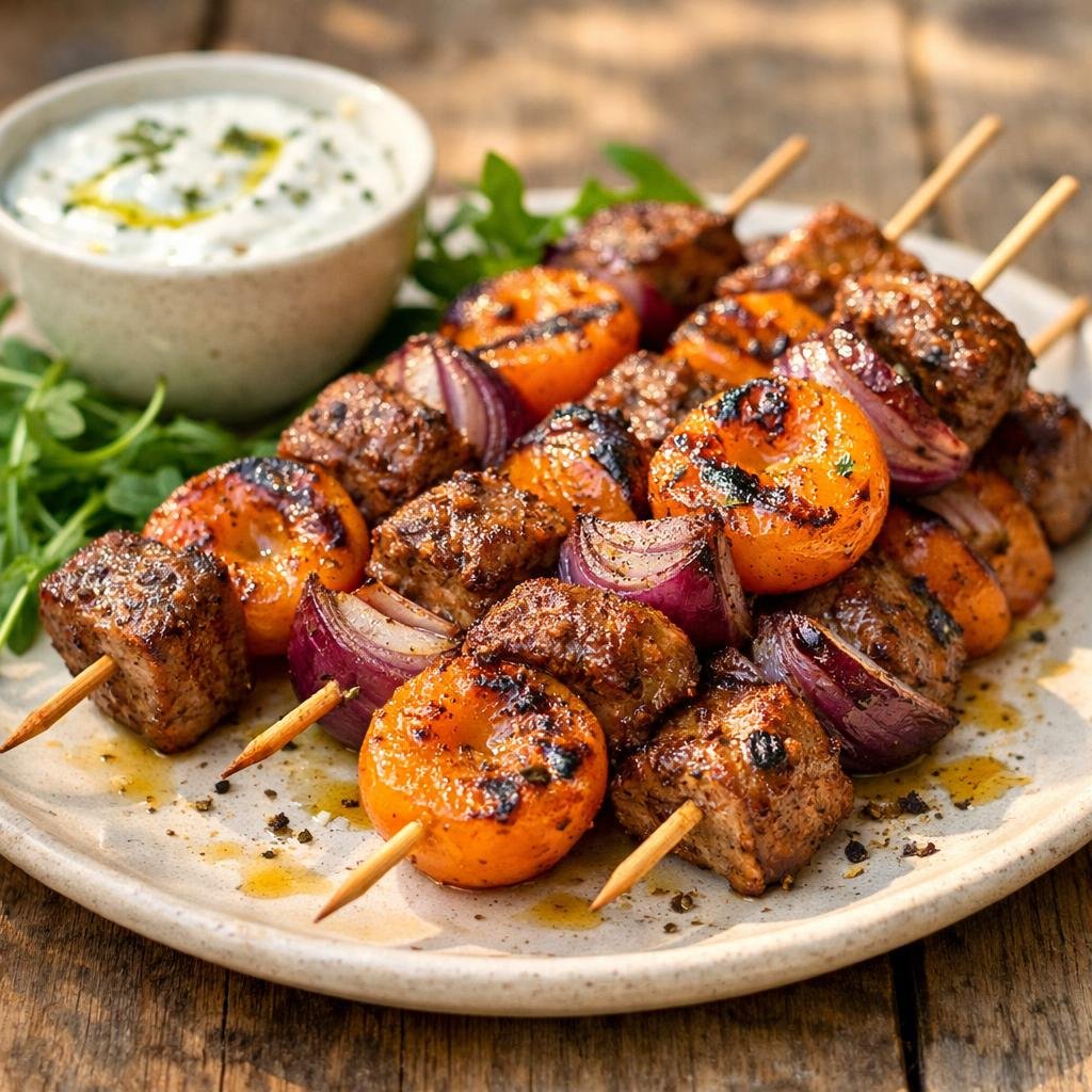 Brochettes d'agneau abricots
