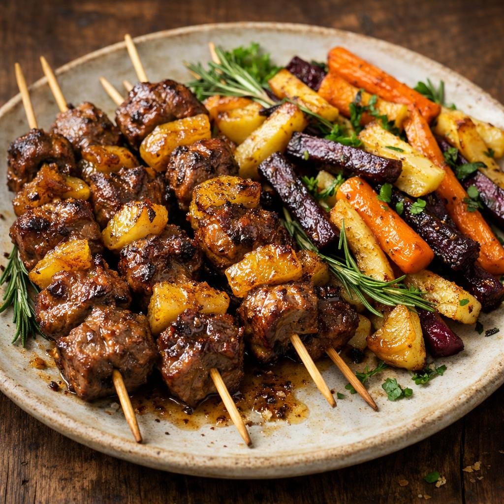 Brochettes d'agneau ananas