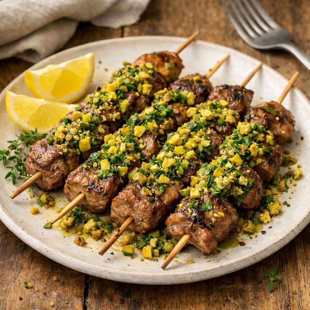 Brochettes d'agneau citron confit