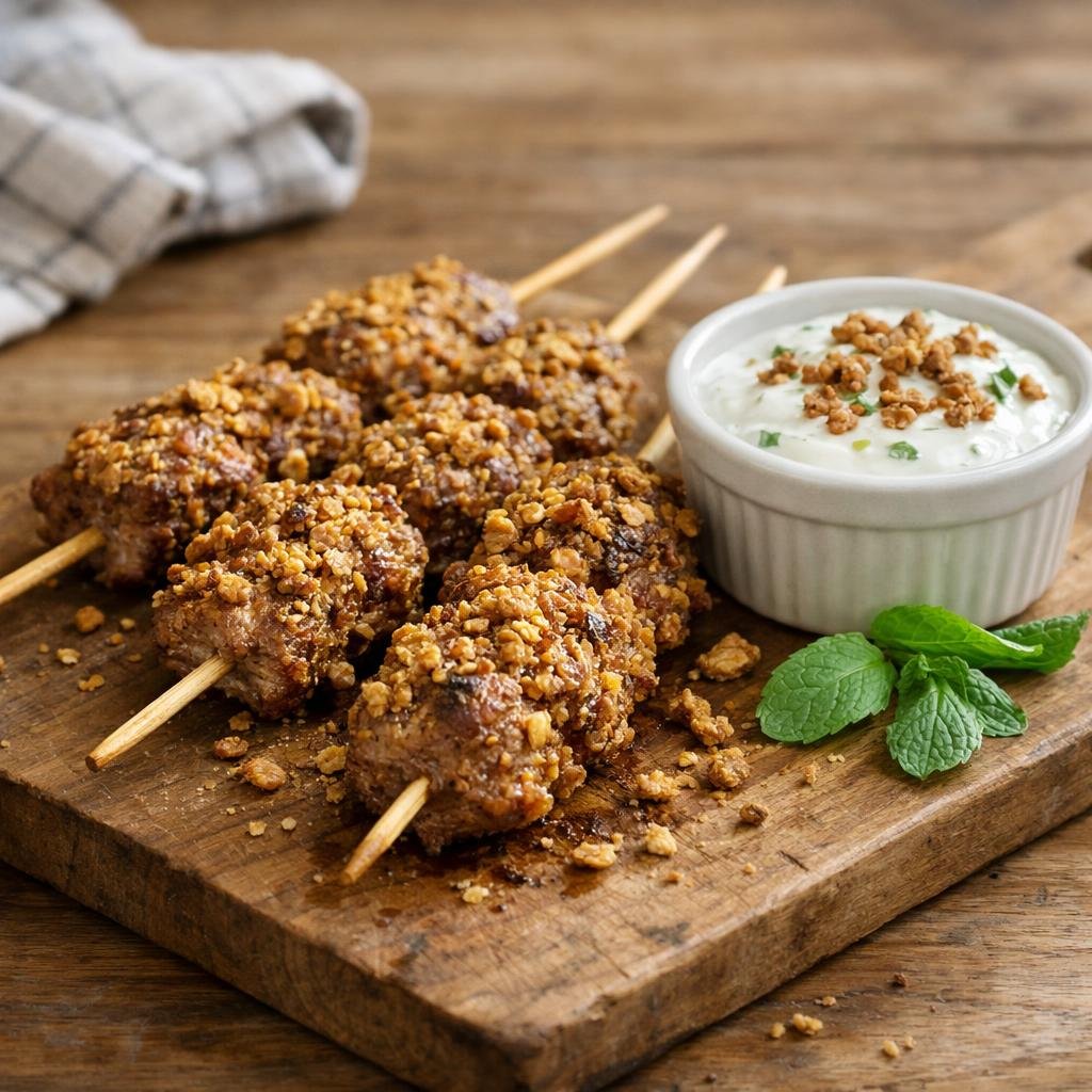 Brochettes d'agneau granola