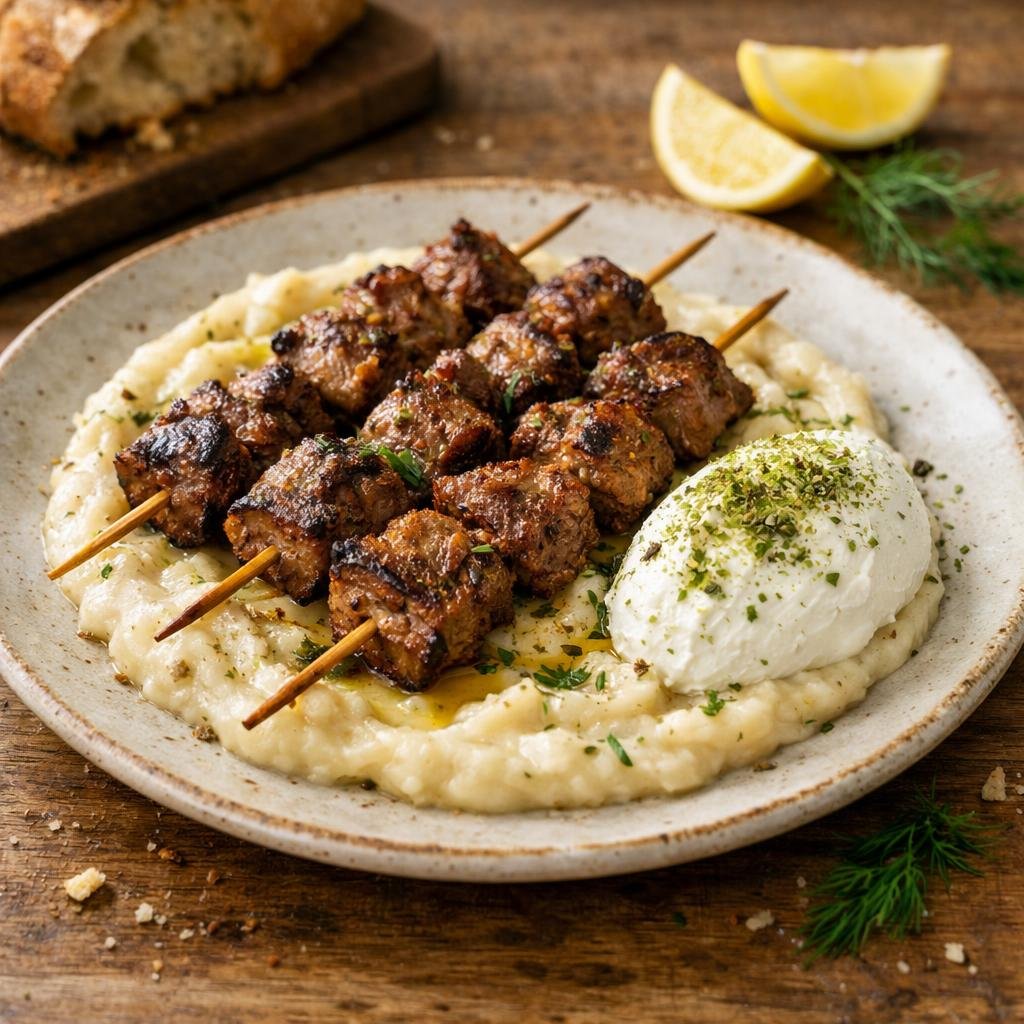 Brochettes d'agneau tzatziki