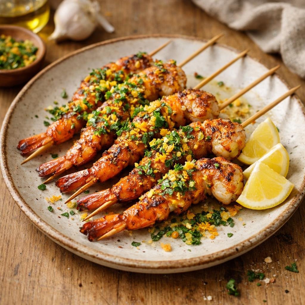 Brochettes de gambas
