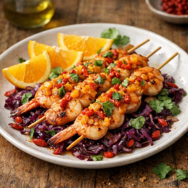 Brochettes de gambas goji