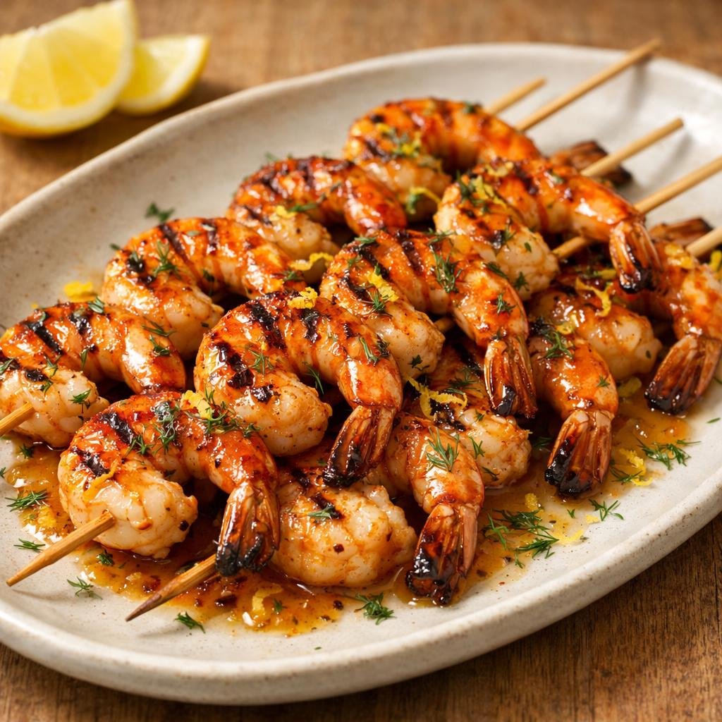 Brochettes de gambas