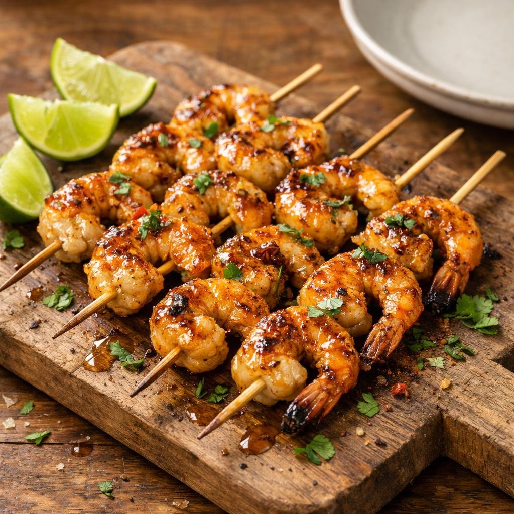 Brochettes de gambas