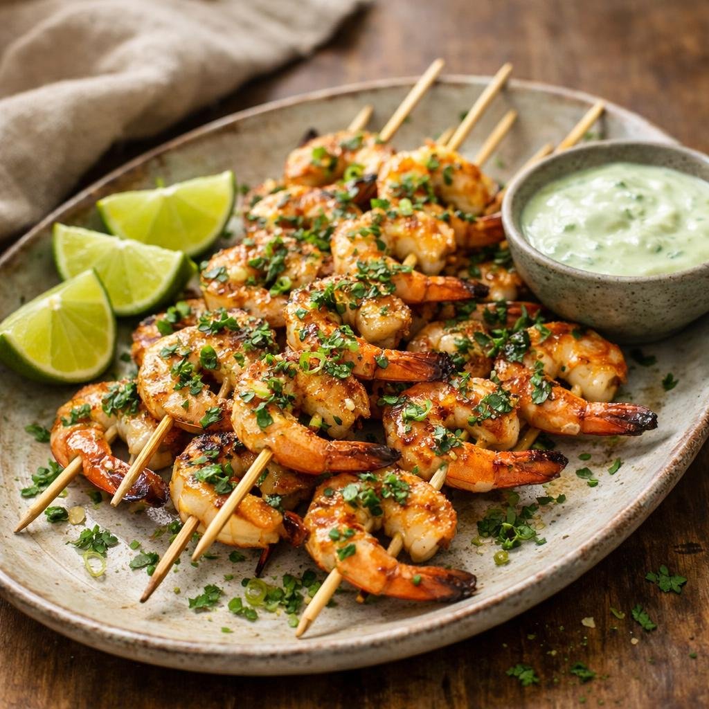 Brochettes de gambas