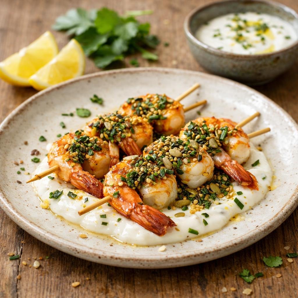 Brochettes de gambas rôties