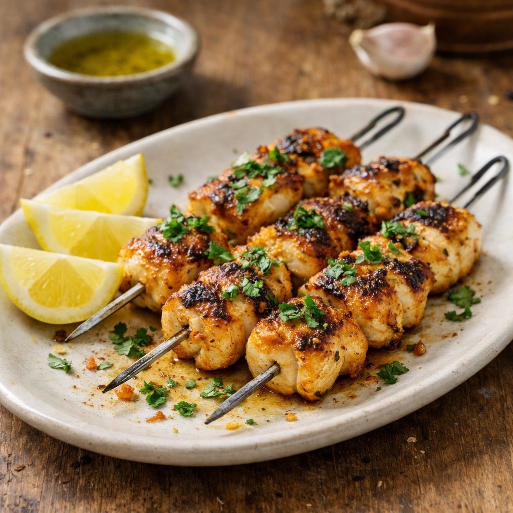 brochettes de lotte marinée