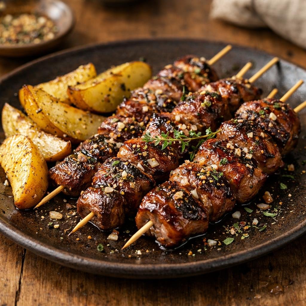 Brochettes de magret laquées