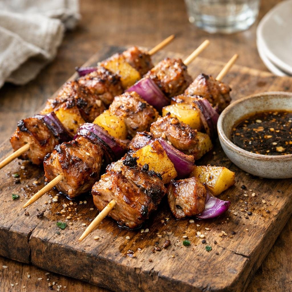 Brochettes de porc au miel