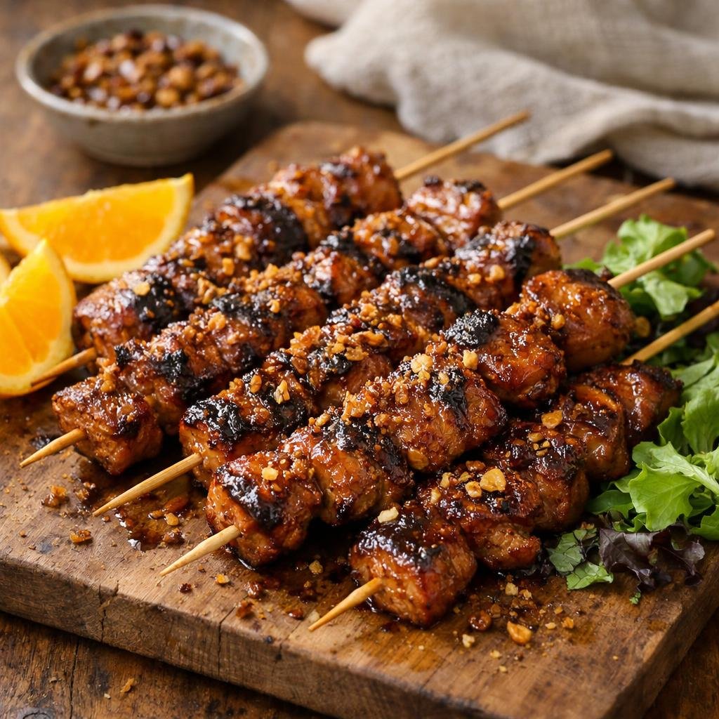 brochettes de porc caramélisées