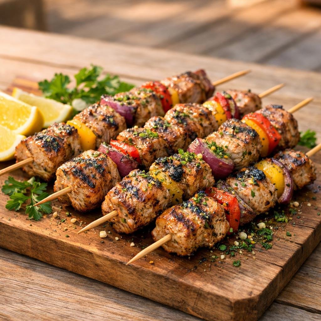 Brochettes de porc persillade