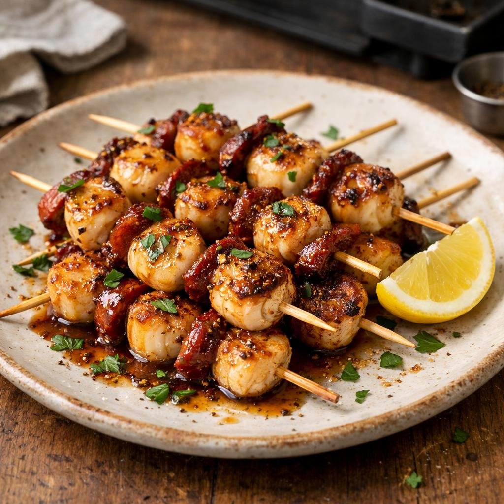 Brochettes Saint-Jacques chorizo