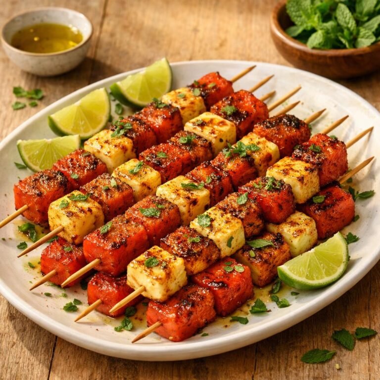 Brochettes d'halloumi pastèque