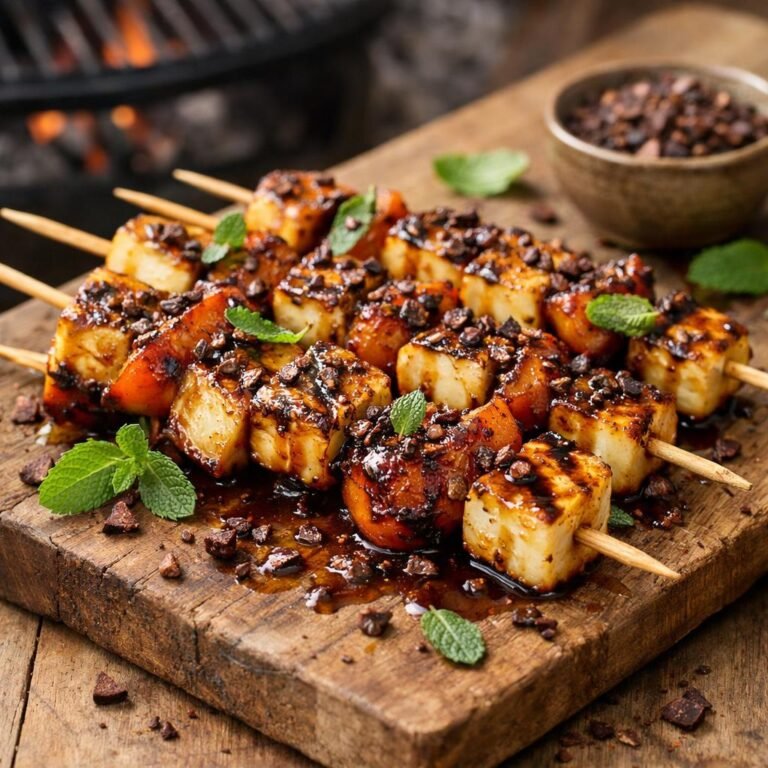 brochettes halloumi nectarine