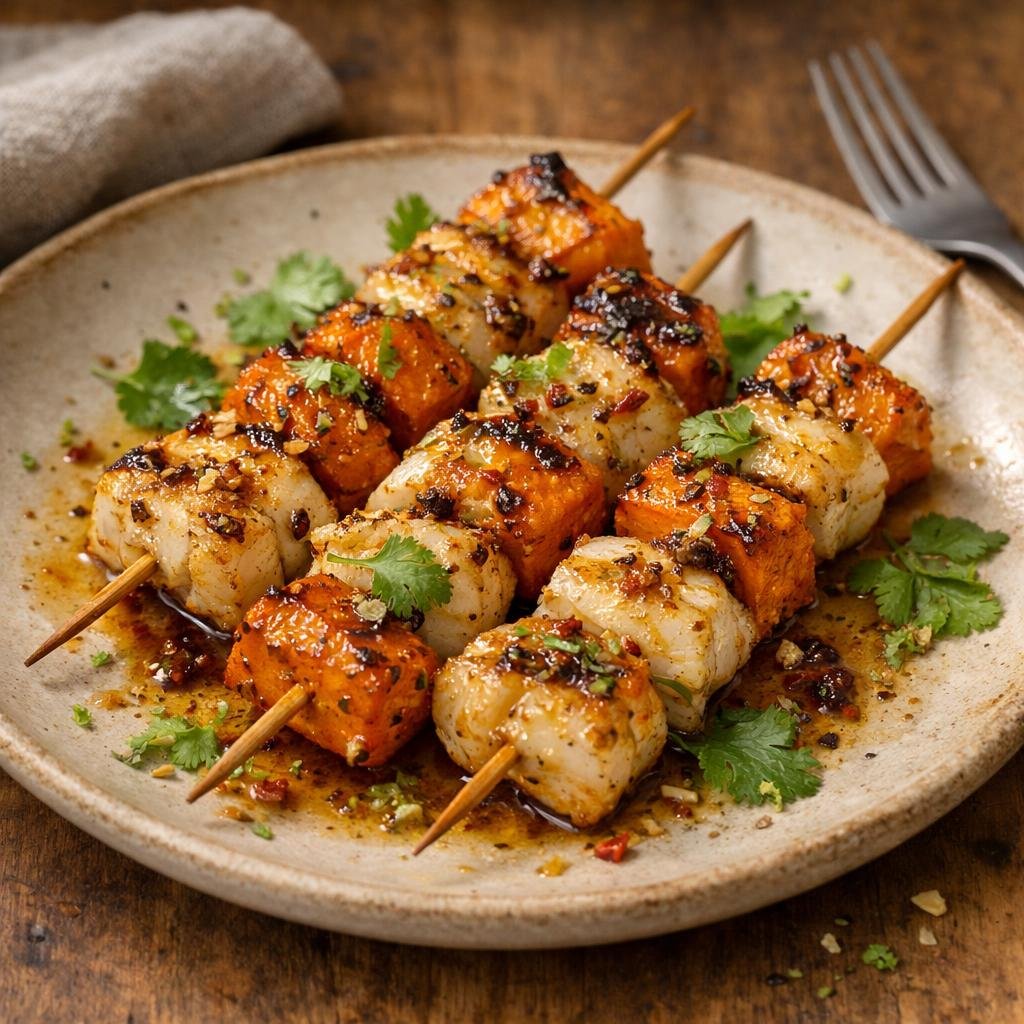 Brochettes lotte potimarron