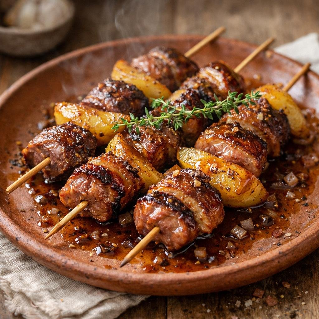 Brochettes magret caramélisé