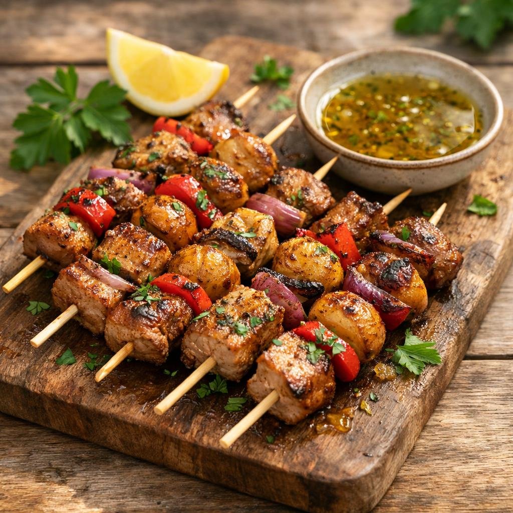 Brochettes porc châtaignes