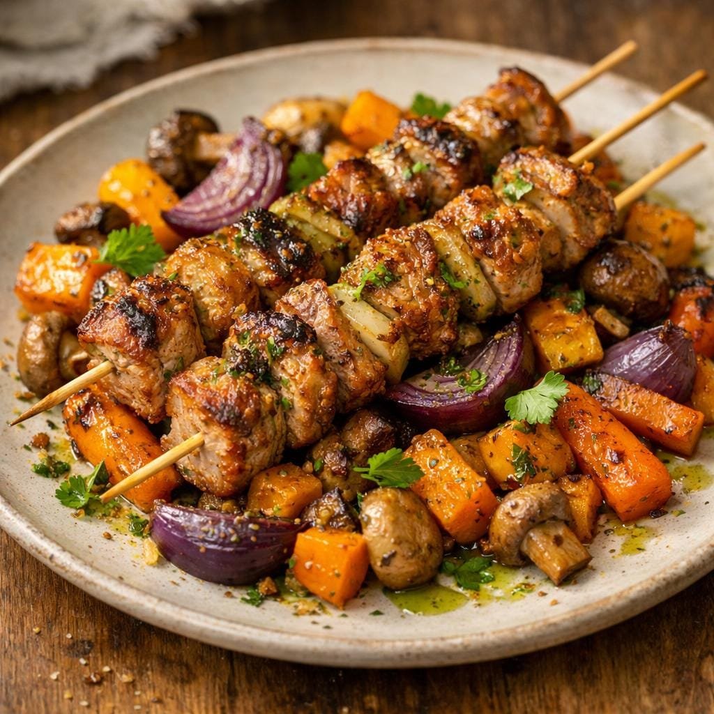 Brochettes porc méditerranéennes