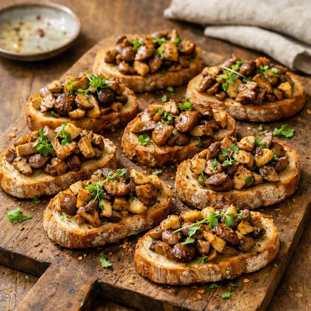 Bruschetta champignons marrons
