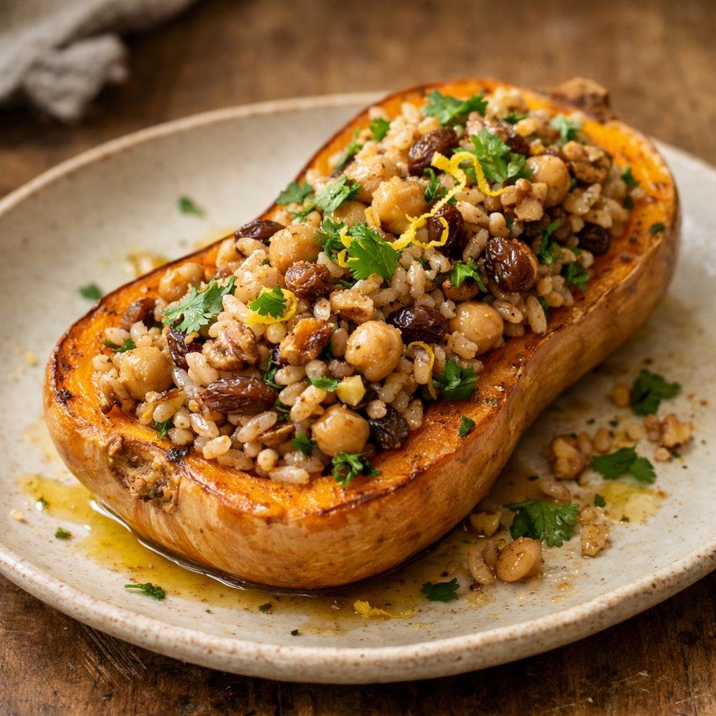 Butternut farci pilaf