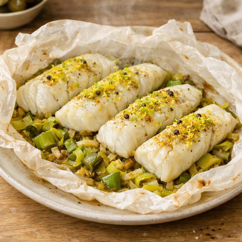 Cabillaud papillote combava